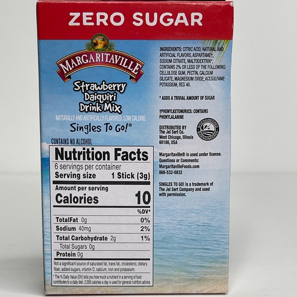 10 Sugar Free Margaritaville Singles to Go Strawberry Daiquiri Drink Mix (6 Ct) - Picture 4 of 6